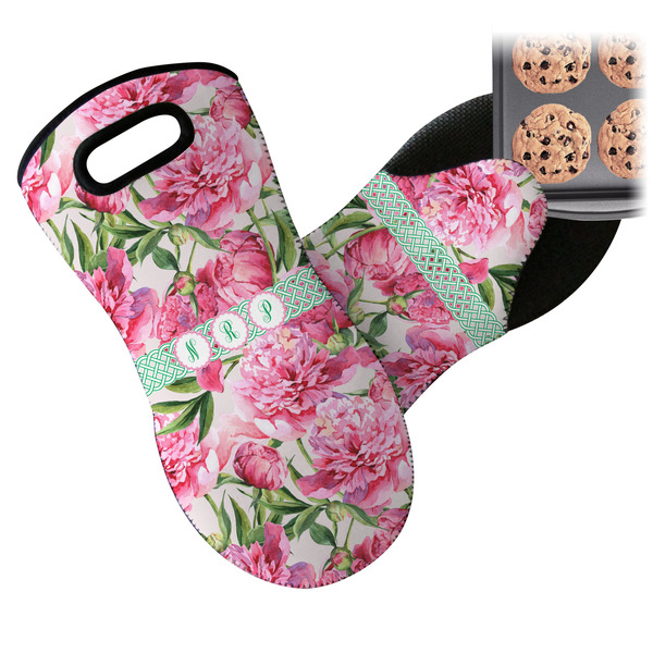 Watercolor Peonies Neoprene Oven Mitt