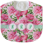 Watercolor Peonies Velour Baby Bib w/ Multiple Names