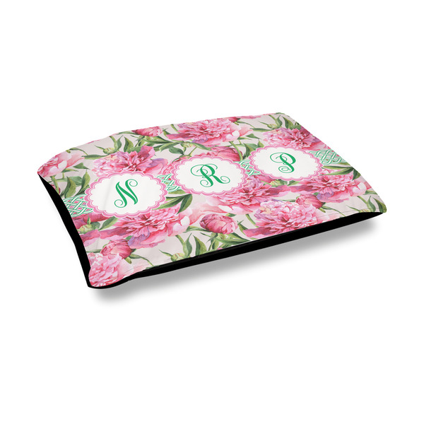 Custom Watercolor Peonies Outdoor Dog Bed - Medium (Personalized)