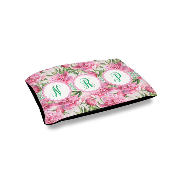 Custom Watercolor Peonies Outdoor Dog Bed - Small (Personalized)