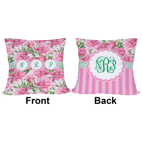 Watercolor Peonies Outdoor Pillow - 16x16