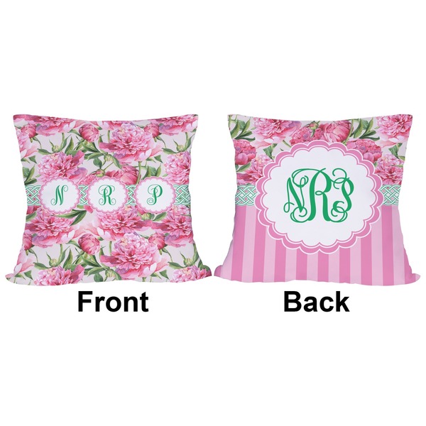 Watercolor Peonies Outdoor Pillow - 18x18