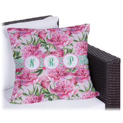 Watercolor Peonies Outdoor Pillow - 20" (Personalized)