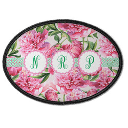 Watercolor Peonies Iron On Oval Patch w/ Multiple Names
