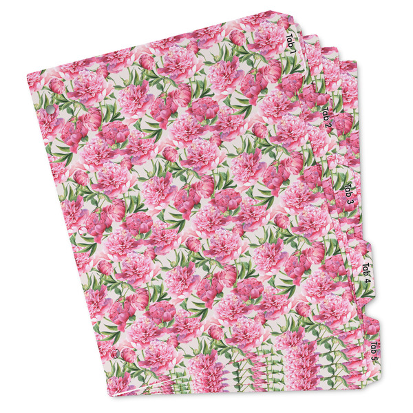 Custom Watercolor Peonies Binder Tab Divider - Set of 5 (Personalized)