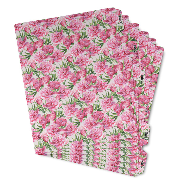 Custom Watercolor Peonies Binder Tab Divider - Set of 6 (Personalized)