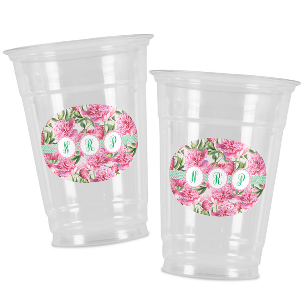 Watercolor Peonies Party Cups - 16oz - Alt View
