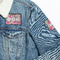 Watercolor Peonies Patches Lifestyle Jean Jacket Detail