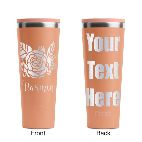Watercolor Peonies Peach RTIC Everyday Tumbler - 28 oz. - Front and Back