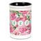 Watercolor Peonies Ceramic Pencil Holders - Black
