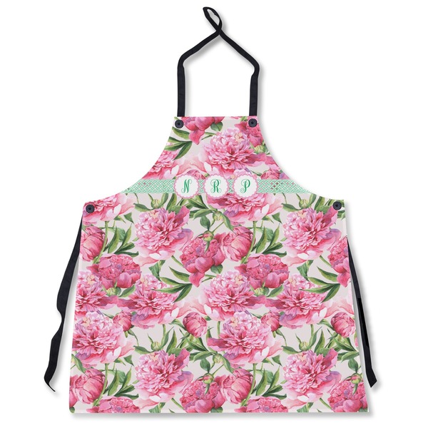 Custom Watercolor Peonies Apron Without Pockets w/ Multiple Names