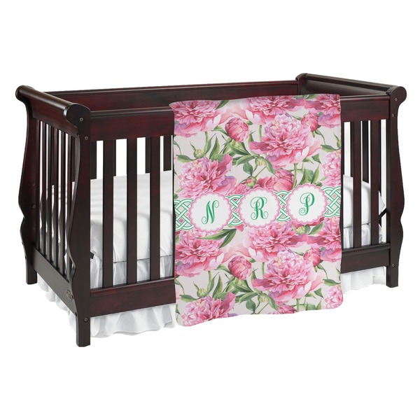 Custom Watercolor Peonies Baby Blanket (Personalized)