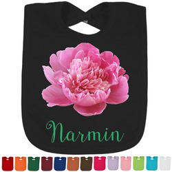 Watercolor Peonies Cotton Baby Bib (Personalized)