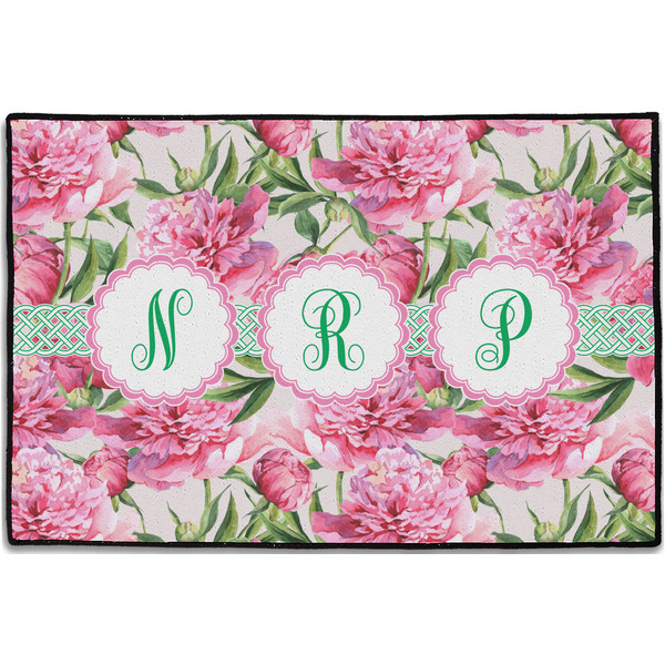 Watercolor Peonies Personalized Door Mat - 36x24 (APPROVAL)