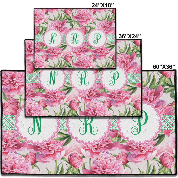 Watercolor Peonies Personalized Door Mat - Group Parent IMF