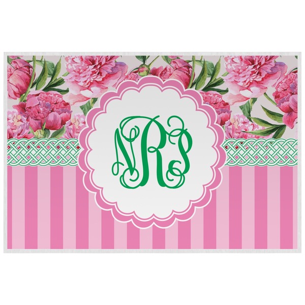 Watercolor Peonies Personalized Placemat (Back)