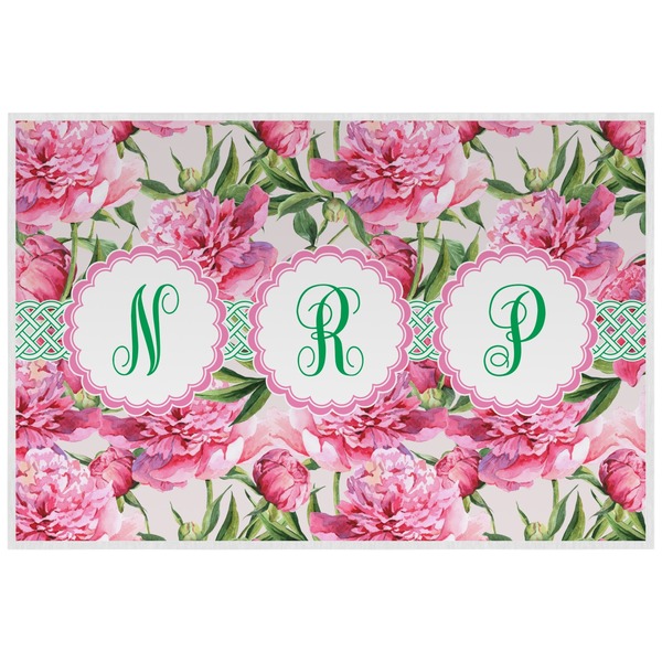 Custom Watercolor Peonies Laminated Placemat w/ Multiple Names