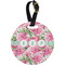 Watercolor Peonies Personalized Round Luggage Tag