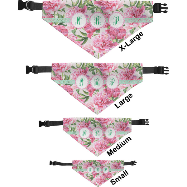 Watercolor Peonies Pet Bandana Sizes