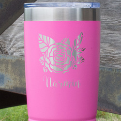 Watercolor Peonies 20 oz Stainless Steel Tumbler - Pink - Single Sided (Personalized)