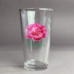 Watercolor Peonies Pint Glass - Full Color Logo (Personalized)