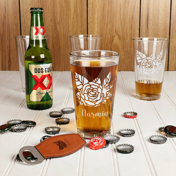 Watercolor Peonies Pint Glasses - In Context