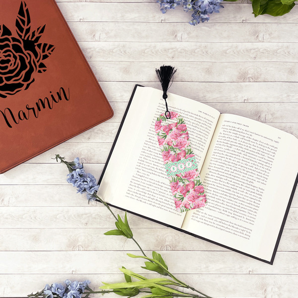 Watercolor Peonies Plastic Bookmarks - In Context