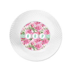 Watercolor Peonies Plastic Party Appetizer & Dessert Plates - 6" (Personalized)