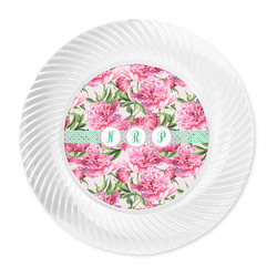 Watercolor Peonies Plastic Party Dinner Plates - 10" (Personalized)