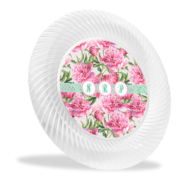Custom Watercolor Peonies Plastic Party Dinner Plates - 10" (Personalized)