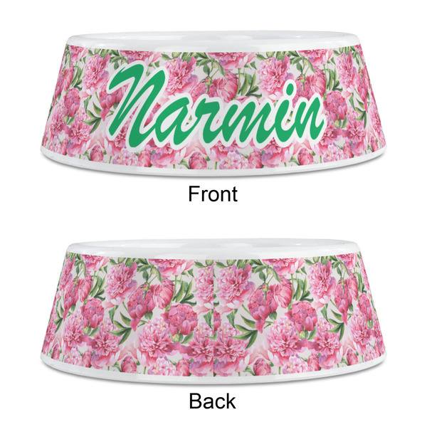 Watercolor Peonies Plastic Pet Bowls - Medium - APPROVAL