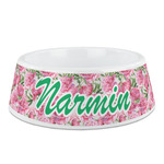 Watercolor Peonies Plastic Dog Bowl (Personalized)