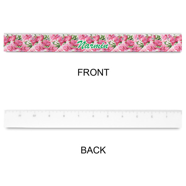 Watercolor Peonies Plastic Ruler - 12" - APPROVAL