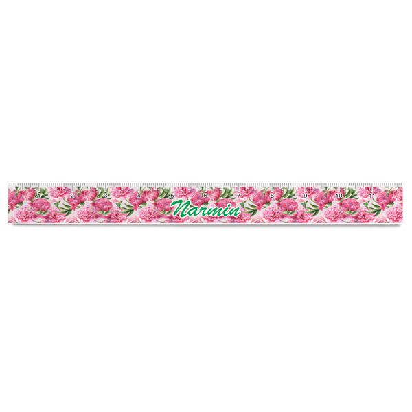 Watercolor Peonies Plastic Ruler - 12" - FRONT