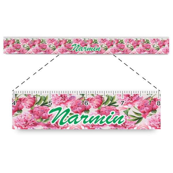 Custom Watercolor Peonies Plastic Ruler - 12" (Personalized)