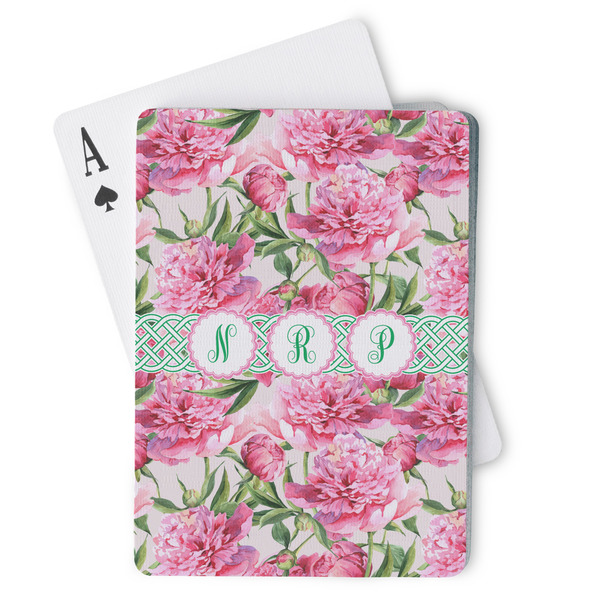 Custom Watercolor Peonies Playing Cards (Personalized)
