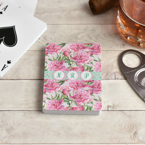 Watercolor Peonies Playing Cards - In Context