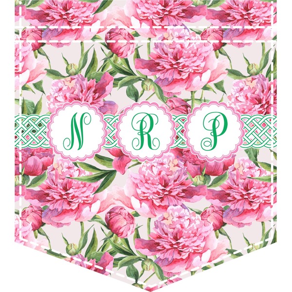 Custom Watercolor Peonies Iron On Faux Pocket (Personalized)
