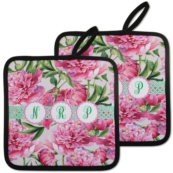 Watercolor Peonies Pot Holders - Set of 2 MAIN