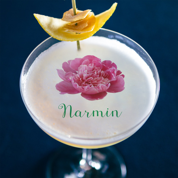 Watercolor Peonies Printed Drink Topper - XLarge - In Context