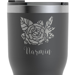 Watercolor Peonies RTIC Tumbler - Black - Engraved Front & Back (Personalized)