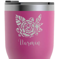Watercolor Peonies RTIC Tumbler - Magenta - Laser Engraved - Double-Sided (Personalized)