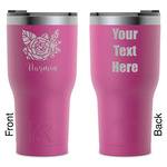 Watercolor Peonies RTIC Tumbler - Magenta - Laser Engraved - Double-Sided (Personalized)