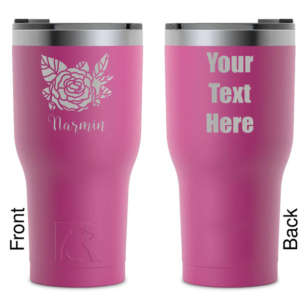 Custom Watercolor Peonies RTIC Tumbler - Magenta - Laser Engraved - Double-Sided (Personalized)