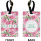 Watercolor Peonies Rectangle Luggage Tag (Front + Back)