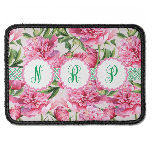 Custom Watercolor Peonies Iron On Rectangle Patch w/ Multiple Names