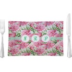 Watercolor Peonies Glass Rectangular Lunch / Dinner Plate (Personalized)