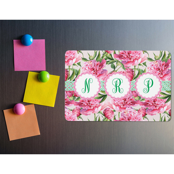 Watercolor Peonies Rectangular Fridge Magnet - LIFESTYLE