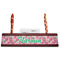Watercolor Peonies Red Mahogany Nameplates with Business Card Holder - Straight