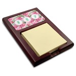 Watercolor Peonies Red Mahogany Sticky Note Holder (Personalized)